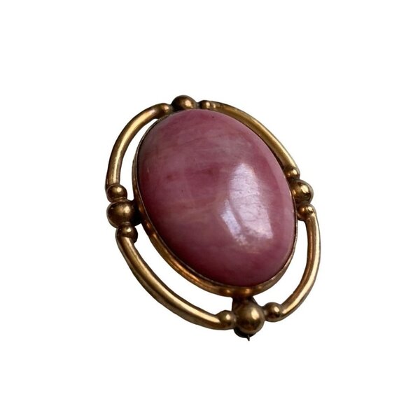 Vintage Uncas 10K Gold Filled Brooch Pink Oval Stone Romantic Signed - Picture 5 of 9